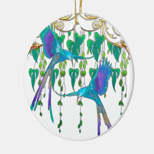 Blue Quetzal Bird Keramisch Ornament (Links)