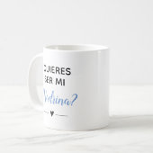 Blue Quieres Ser Mi Madrina Godmoeder Voorstel Koffiemok (Voorkant links)