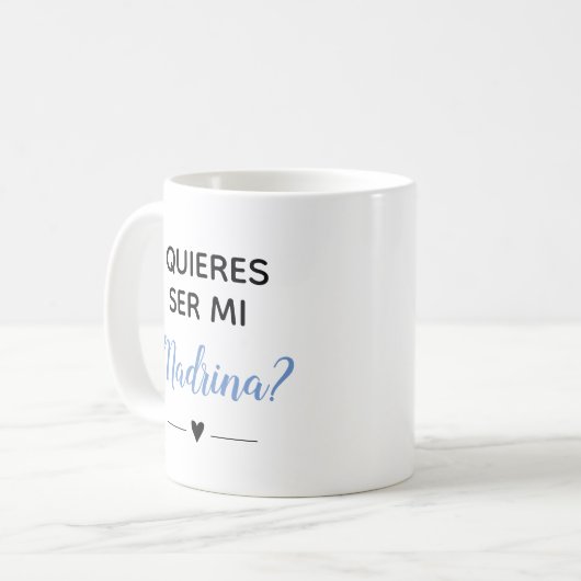 Blue Quieres Ser Mi Madrina Godmoeder Voorstel Koffiemok (Voorkant links)