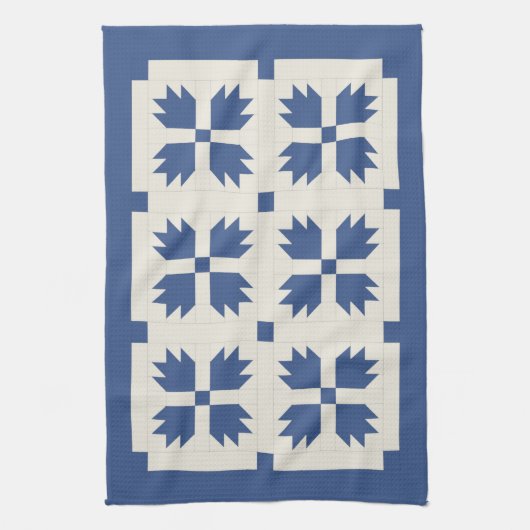 Blue Quilt Print Kitchen Towel Theedoek (Verticaal)