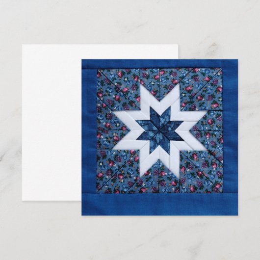 blue quilt star - uitnodiging (Voorkant / Achterkant)