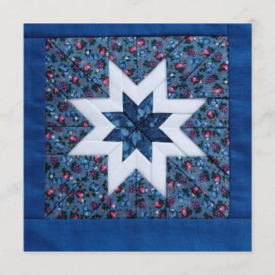 blue quilt star - uitnodiging