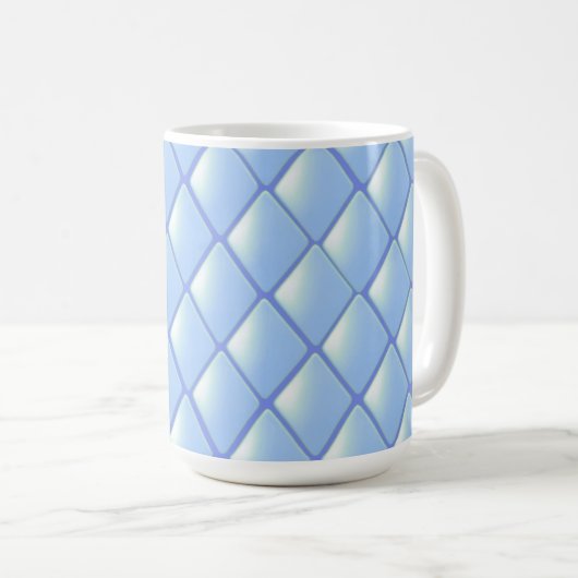 Blue Quilted Diamond Pattern Koffiemok (Voorkant rechts)