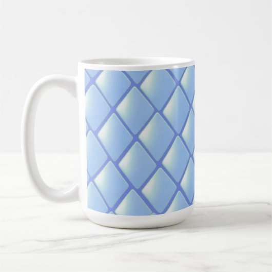 Blue Quilted Diamond Pattern Koffiemok (Links)
