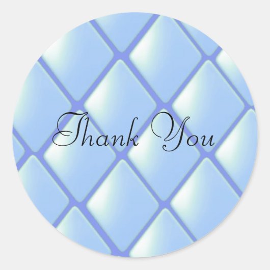 Blue Quilted Diamond Pattern Ronde Sticker (Voorkant)