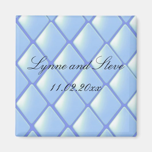 Blue Quilted Diamond Save the Date Magneet (Voorkant)