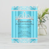 Blue Quinceanera 15th Birthday Party Tiara 2 Kaart (Staand voorkant)