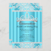 Blue Quinceanera 15th Birthday Party Tiara 2 Kaart (Voorkant / Achterkant)
