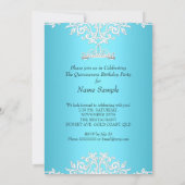 Blue Quinceanera 15th Birthday Party Tiara 3 Kaart (Achterkant)