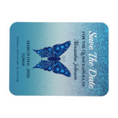 Blue Quinceanera Birthday Save the Date Magneet (Horizontaal)