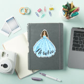 Blue Quinceañera Custom Name Birthday Sticker (iPad Cover)