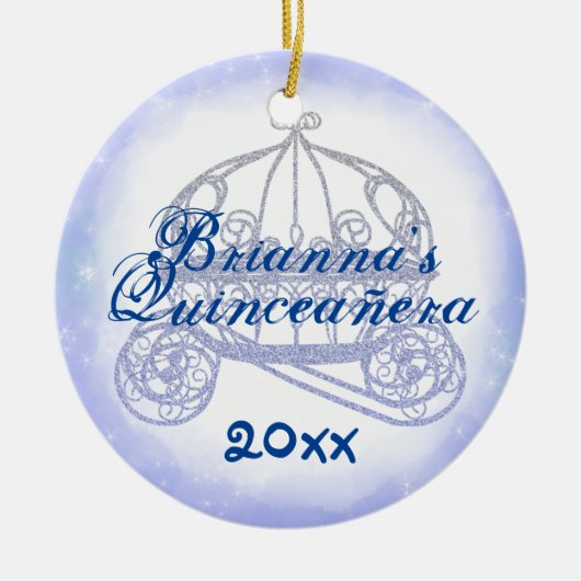 Blue Quinceanera Keepomwille Kerstversiering Keramisch Ornament (Voorkant)