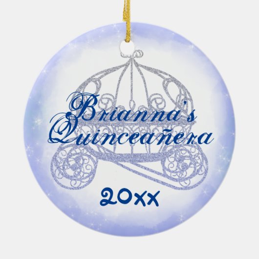 Blue Quinceanera Keepomwille Kerstversiering Keramisch Ornament (Achterkant)