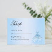 Blue Quinceanera Reply RSVP Card Kaartje (Staand voorkant)