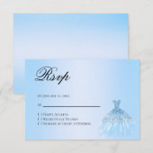 Blue Quinceanera Reply RSVP Card Kaartje (Voorkant / Achterkant)