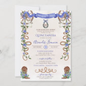 Blue Quinceanera Rustic Western Charro Kaart (Voorkant)