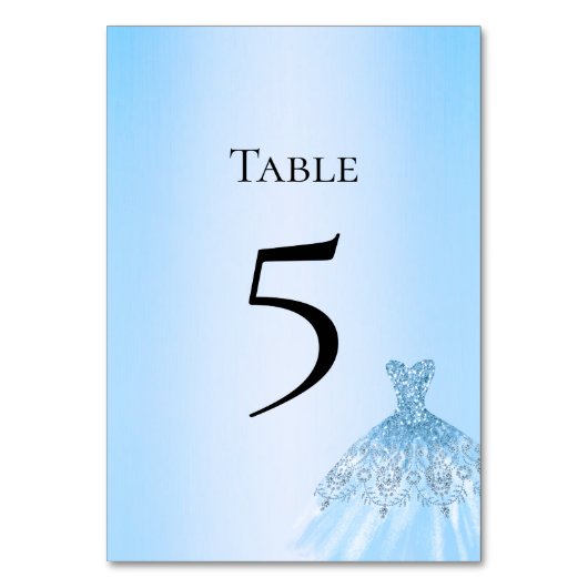 Blue Quinceanera Table Number Card Kaart (Voorkant)