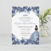 Blue Quinceanera Uitnodiging (Staand voorkant)