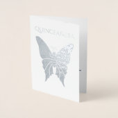 Blue Quinceanera verjaardagsuitnodiging Folie Kaarten (Voorkant)