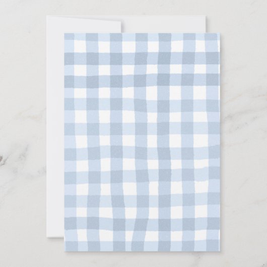 Blue Quirky Gingham Pumpkin Baby shower Kaart (Achterkant)
