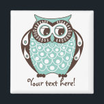 Blue Quirky Tawny Owl  Magnet<br><div class="desc">Blue Quirky Tawny Owl  Magnet Een schattige en eigenaardige illustratie van een  blauwe uil met een scallop-rand patroonlichaam. De tekst op dit punt kan worden gepersonaliseerd.</div>