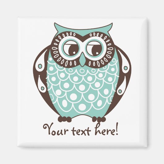 Blue Quirky Tawny Owl  Magnet (Voorkant)