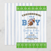 Blue Quirky Touchdown Boy Baby shower Kaart (Voorkant / Achterkant)