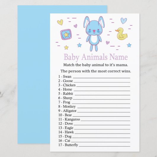 Blue Rabbit Baby Animals Name Game (Voorkant / Achterkant)