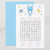 Blue Rabbit Baby shower Word Search Game (Voorkant / Achterkant)