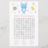 Blue Rabbit Baby shower Word Search Game (Voorkant)
