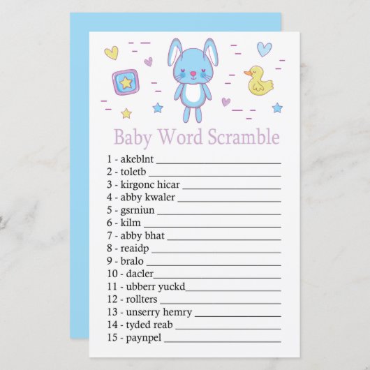 Blue Rabbit Baby word scramble game (Voorkant / Achterkant)