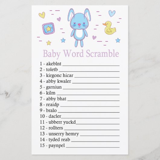 Blue Rabbit Baby word scramble game (Voorkant)