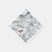 Blue Rabbit Bunny Hare Pasen Monogram Art Deco Servet (Hoek)