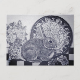Blue Rabbit Bunny still Life Painting Dedham Bord Briefkaart