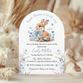 Blue Rabbit Bunny Wildflower Baby shower Kaart