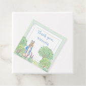 Blue Rabbit Gingham Bedankt Baby shower Bedankjes Labels (In situ)