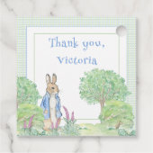 Blue Rabbit Gingham Bedankt Baby shower Bedankjes Labels (Achterkant)