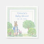 Blue Rabbit Gingham Waterverf Baby shower Servet (Voorkant)
