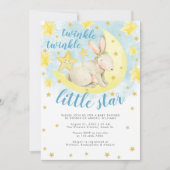 Blue Rabbit Gold Twinkle Little Star Baby shower Kaart (Voorkant)