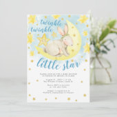Blue Rabbit Gold Twinkle Little Star Baby shower Kaart (Staand voorkant)