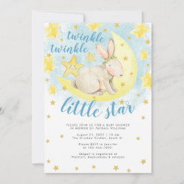 Blue Rabbit Gold Twinkle Little Star Baby shower Kaart