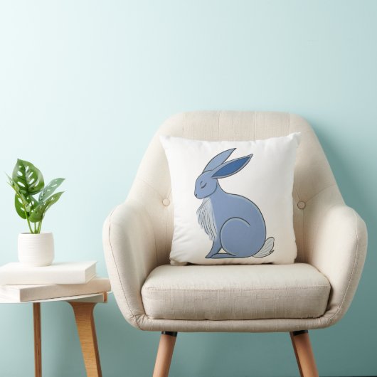 Blue Rabbit Kussen (Stoel)