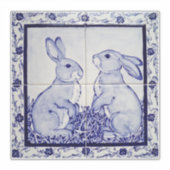 Blue Rabbit Mural Decoration voor 6" Tegels Dedham Sticker (Voorkant)