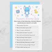Blue Rabbit Nursery Rhyme Quiz baby shower game (Voorkant / Achterkant)