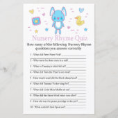 Blue Rabbit Nursery Rhyme Quiz baby shower game (Voorkant)