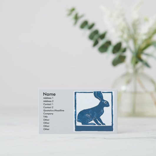 Blue Rabbit op Abstract Visitekaartje (Staand voorkant)