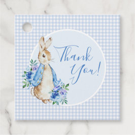 Blue Rabbit Plaid Waterverf Baby shower Bedankjes Labels