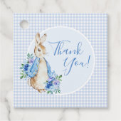 Blue Rabbit Plaid Waterverf Baby shower Bedankjes Labels (Voorkant)