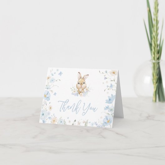 Blue Rabbit Somebunny Baby shower Bedankkaart (Voorkant)