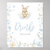 Blue Rabbit Somebunny Baby shower Drinken Poster (Voorkant)